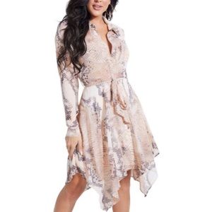 Guess Viper Snake Print Shirt Dress with Belt sz S